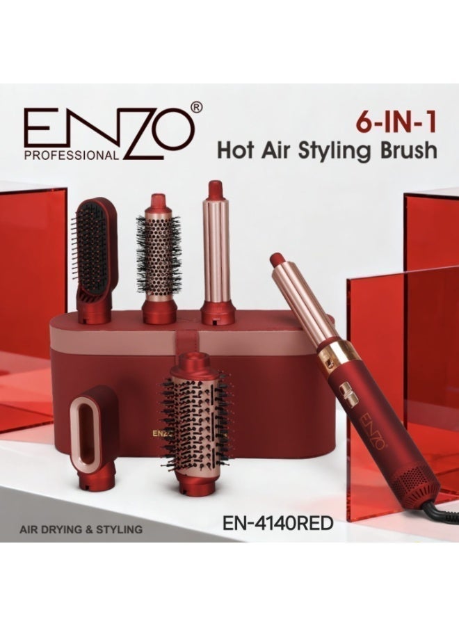 ENZO Professional 6-in-1 Hot Air Styling Brush | Multi-Function Hair Styler with Interchangeable Attachments | Blow Dryer Brush for Curling, Straightening & Volumizing - Image 4